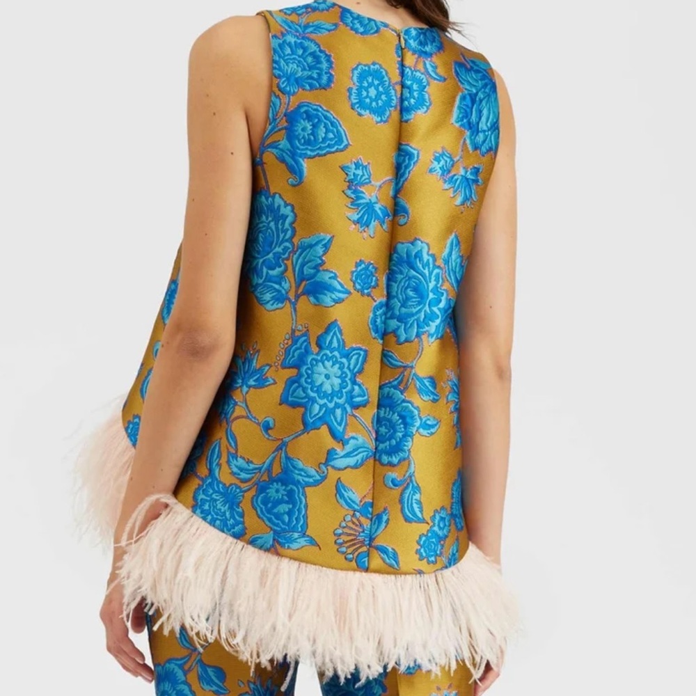 La DoubleJ La Scala, Hottie Turquoise in Jacquard With Feathers Top - Picture 10 of 10
